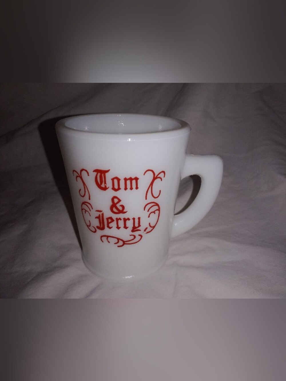 Vintage Tom & Jerry Milk Glass Mug Replacement 3 7/8" Tall Retro Holiday